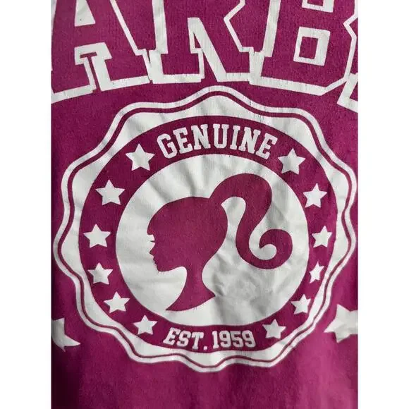 barbie hot pink graphic tee m retro logo sporty y2k dollcore barbiecore crop - Picture 1 of 4